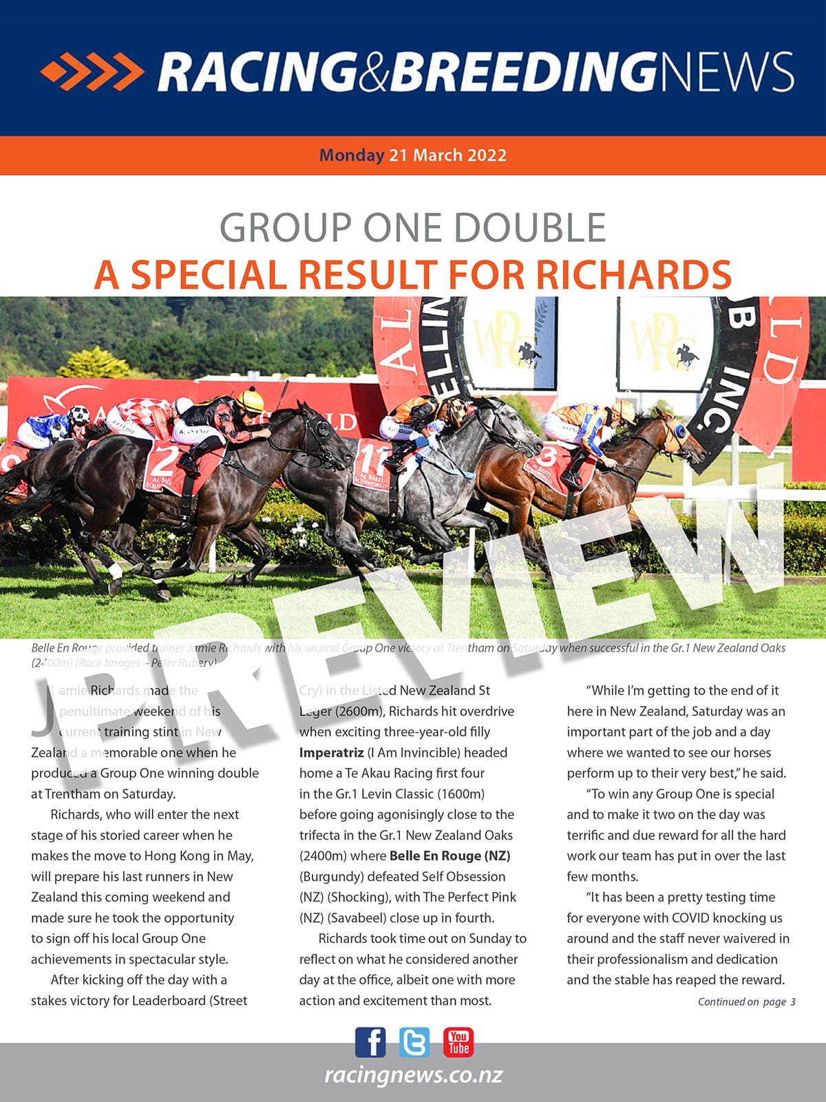 NZ Racing and Breeding News – 21 March 2022