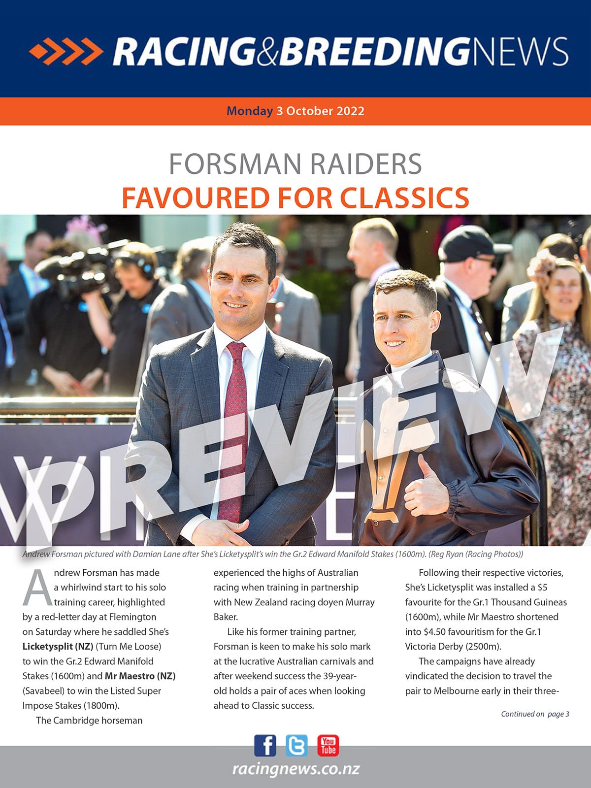 NZ Racing and Breeding News – 03 October 2022