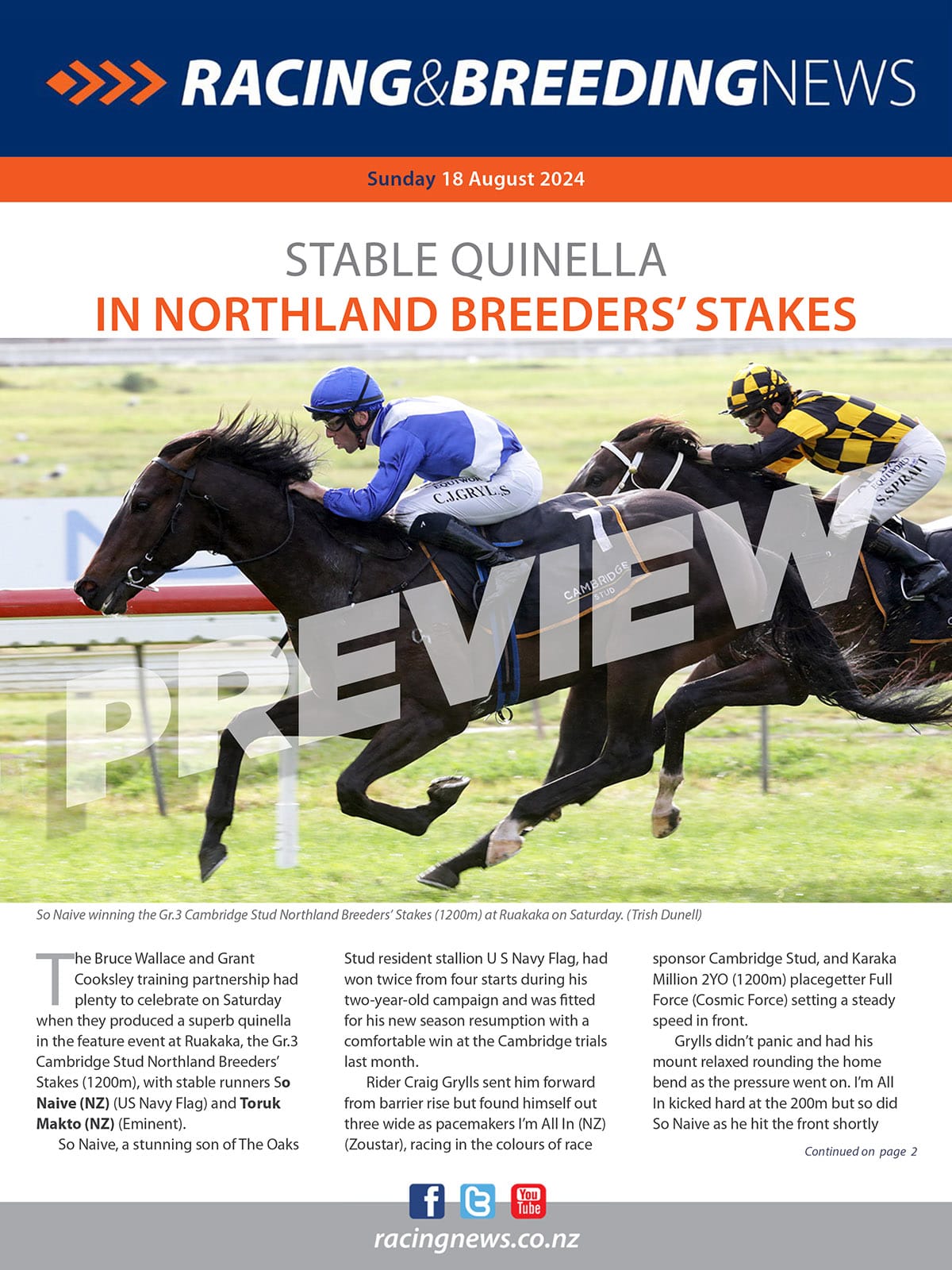 NZ Racing and Breeding News – 18 August 2024