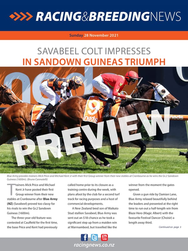 NZ Racing and Breeding News – 28 November 2021