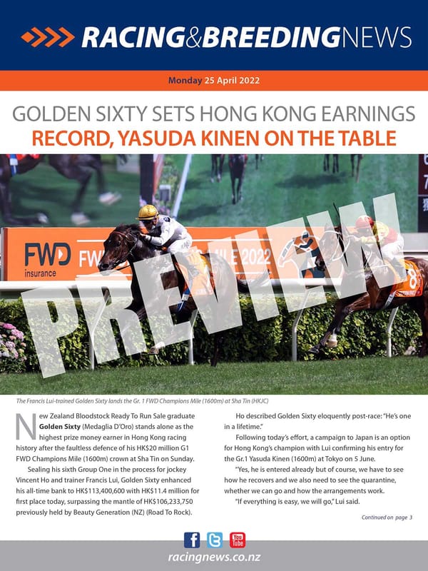 NZ Racing and Breeding News – 25 April 2022