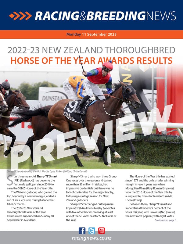 NZ Racing and Breeding News – 11 September 2023