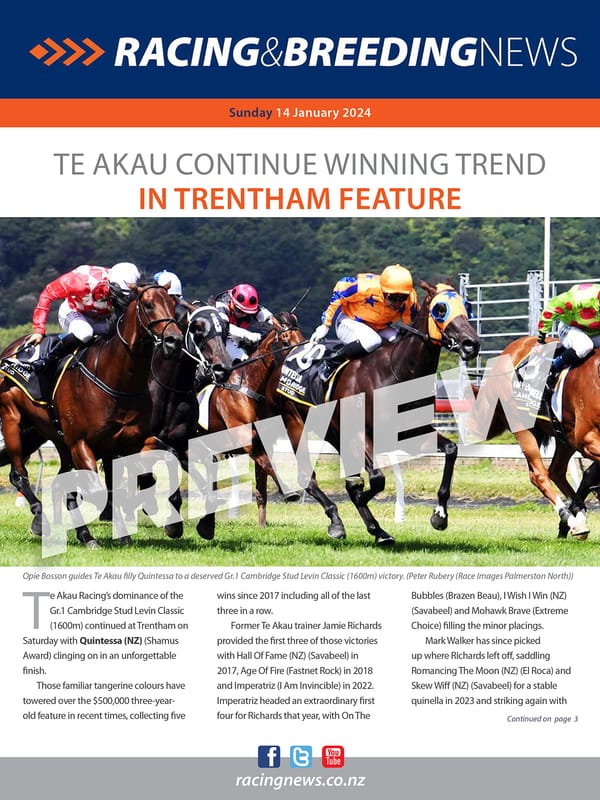 NZ Racing and Breeding News – 14 January 2024