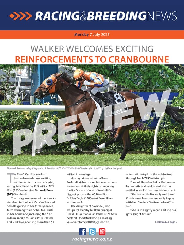 NZ Racing and Breeding News – 07 Juy 2025