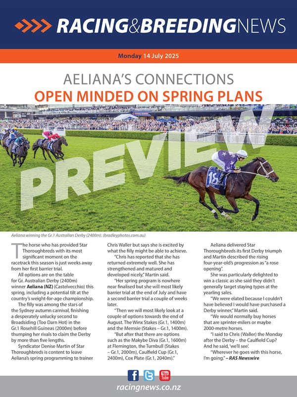 NZ Racing and Breeding News – 14 July 2025
